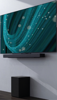 muurmontage OLED C-tv met soundbar